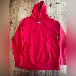 Men’s under armour pullover hoodie, size medium, red